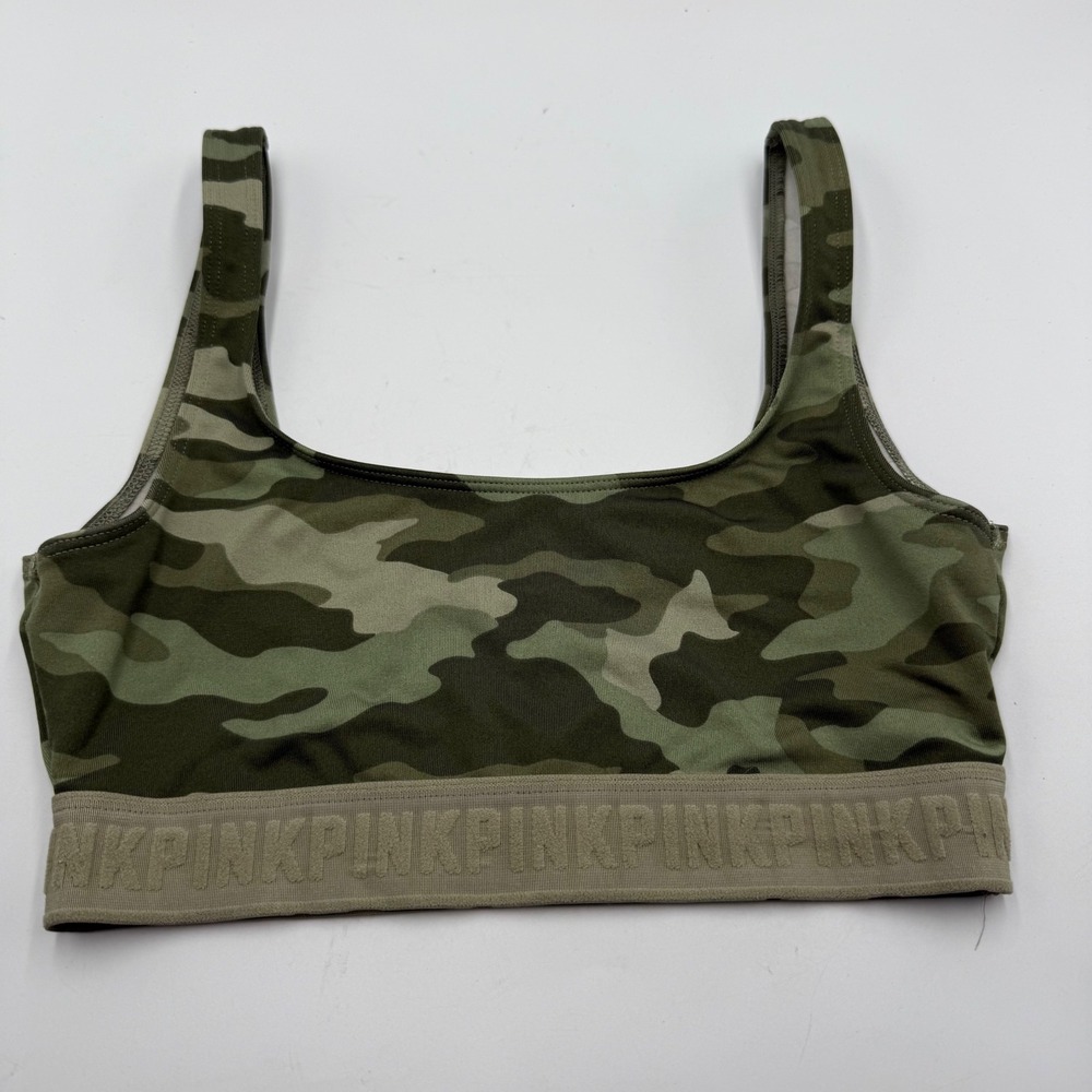 Victoria's Secret PINK Ultimate Camo Sports Bra Lightly‎ Lined Green XS